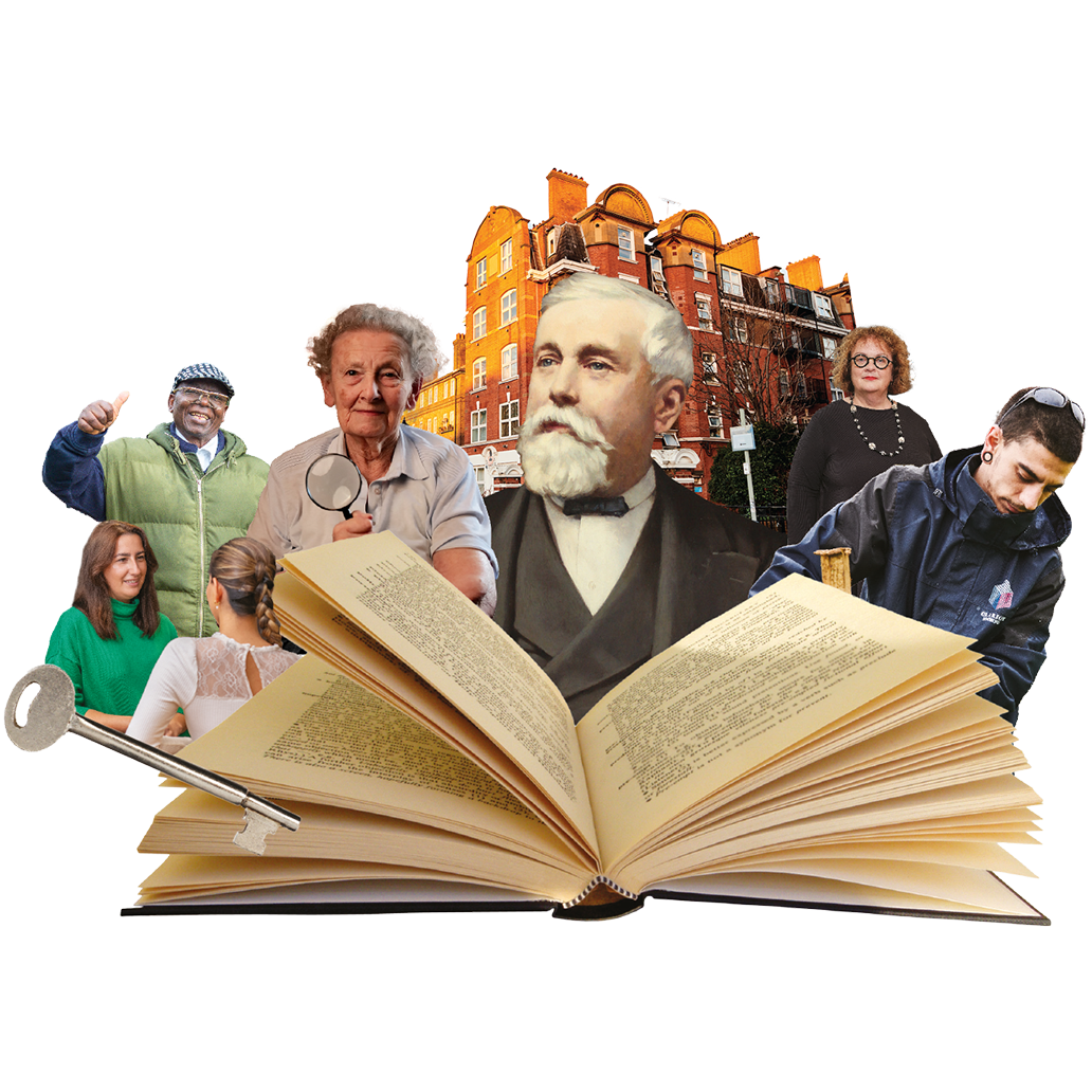 Collage of William Sutton, Clarion customers and staff